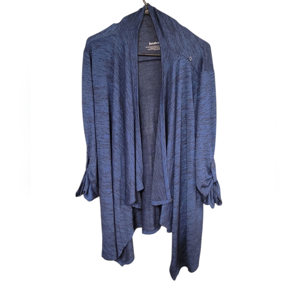 BetabrandWomen's Heathered Blue Long Sleeve Thin Sweater